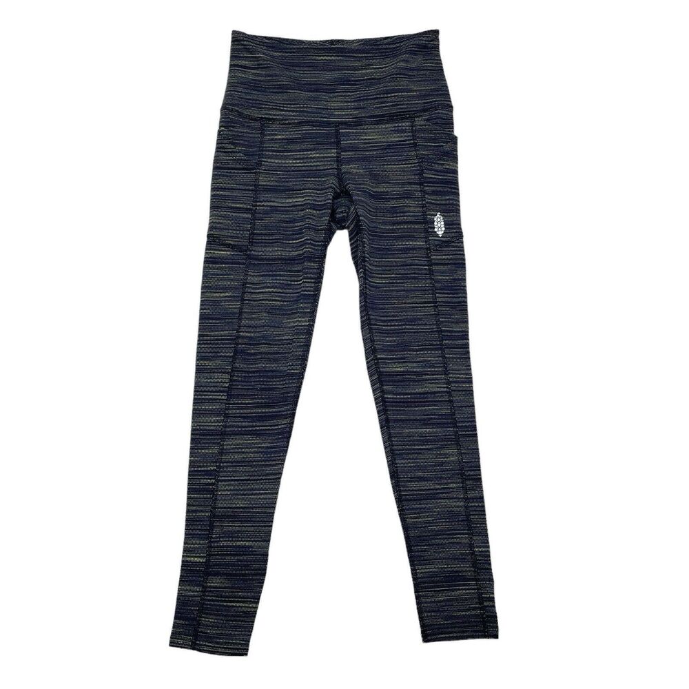 Free People FP Movement Roll Out Yoga Leggings Size XS Blue Combo High Waisted